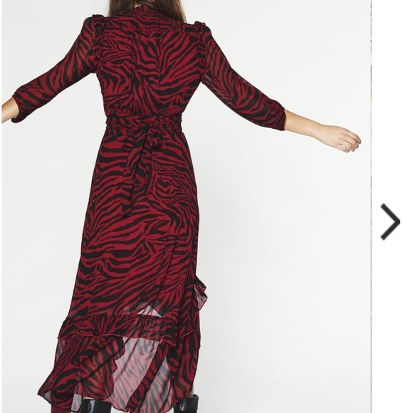 Ba&sh Selena crimson zebra print dress. - Picture 5 of 16